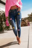 Spodnie jeans zdobione wyszywanymi SERCAMI Wiosna rozmiary POLECAM