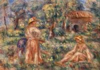 Girls in a Landscape, Pierre-Auguste Renoir - plakat 60x40 cm