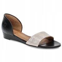 Sandały damskie MACIEJKA 01971-67 koturn skóra czarny+ złoty r.39