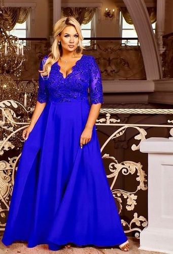 Krystal 3/4 ECRU DŁUGA SUKIENKA KORONKĄ ślubna 5XL na Arena.pl