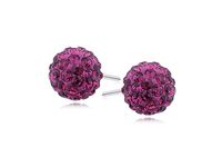 KOLCZYKI WKRĘTKI KULKI SWAROVSKI FUKSJA FIOLET 8MM