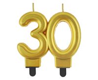 ŚWIECZKA URODZINOWA CYFERKA 30 ZŁOTA METALIK GODAN