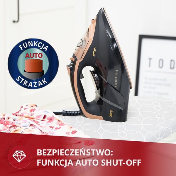 Żelazko parowe ze stopą ceramiczną 3000W czarne mocne MPM MZE-24/C zdjęcie 7