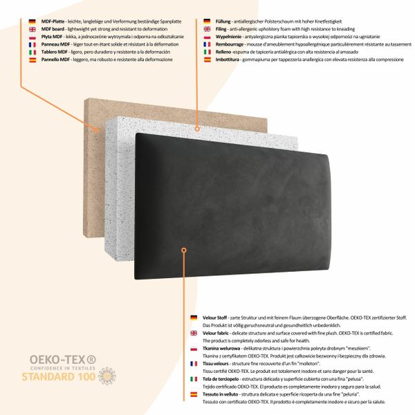 PANELE ŚCIENNE TAPICEROWANE 70cm x 30cm MAGIC VELVET 2241 zdjęcie 8