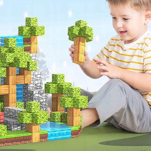 MAGNETYCZNE KLOCKI KONSTRUKCYJNE CHATY KOSTKI 3D STEM DLA DZIECI 100EL na Arena.pl