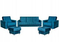 Zestaw wypoczynkowy wersalka fotele turkusowy