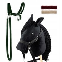Zestaw Skippi - Hobby Horse czarny i dodatkowy kantar - ciemny zielony
