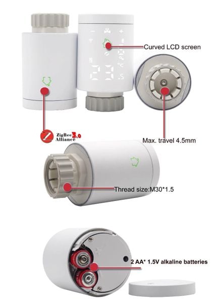 INTELIGENTNA GŁOWICA TERMOSTAT DO KALORYFERA TUYA ZIGBEE WIFI Idomtuya zdjęcie 2