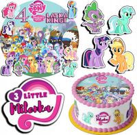 ZESTAW OPŁATEK NA TORT 20CM + 17 POSTACI - MY LITTLE PONY + IMIĘ 15CM 18CM