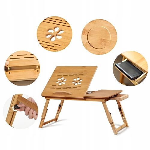 Stolik pod Laptopa bambusowy do Łóżka Taca Podstawka Regulowana Skladana na Arena.pl