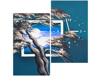 60X60CM ZEGAR LAZUROWY ZACHÓD SŁOŃCA OBRAZ DREWNO ŚCIAN KWADRAT