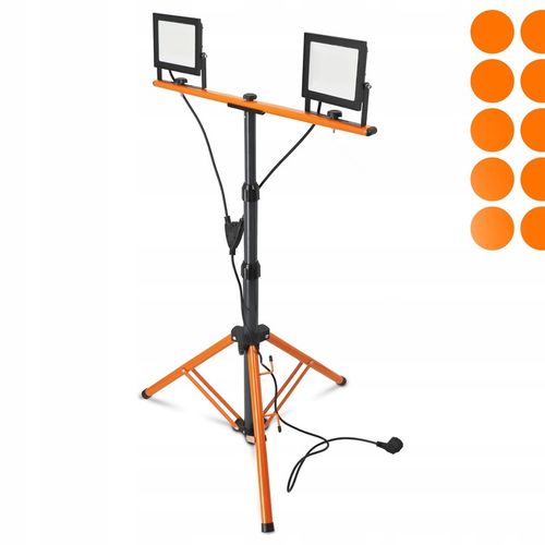 Halogen LED Statyw Budowlany Naświetlacz 2x 50W 11000lm Lampa Na na Arena.pl