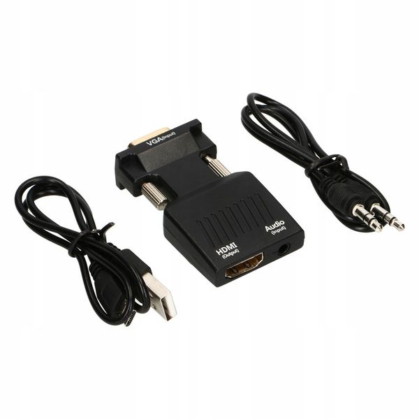 ADAPTER KONWERTER VGA D-SUB DO HDMI + DŹWIĘK AUDIO zdjęcie 4