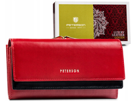 duży, skórzany portfel damski na zatrzask i bigiel - peterson