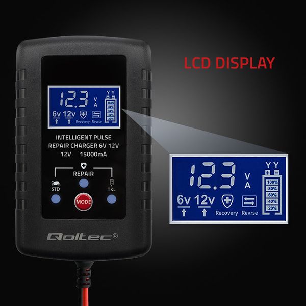 Qoltec Ładowarka AGM GEL STD 6/12V 2A LED Prostownik zdjęcie 4