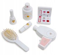 DREWNIANA TOALETKA dla dziewczynki dzieci DUŻA lustro kosmetyki suszarka