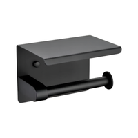 Uchwyt na Papier Toaletowy Ścienny do Łazienki Półka Stal Matowy Czarny