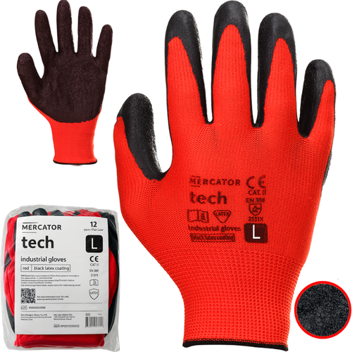 rękawice robocze mercator tech red+black latex - l - 12 par na Arena.pl