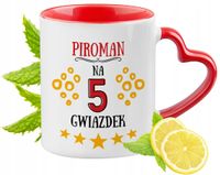 Kubek Czerwony Z Uszkiem W Kształcie Serca Dla Piromana Na Prezent