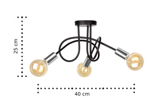 Lampa sufitowa 3xE27 RUMBA BLACK/SILVER na Arena.pl