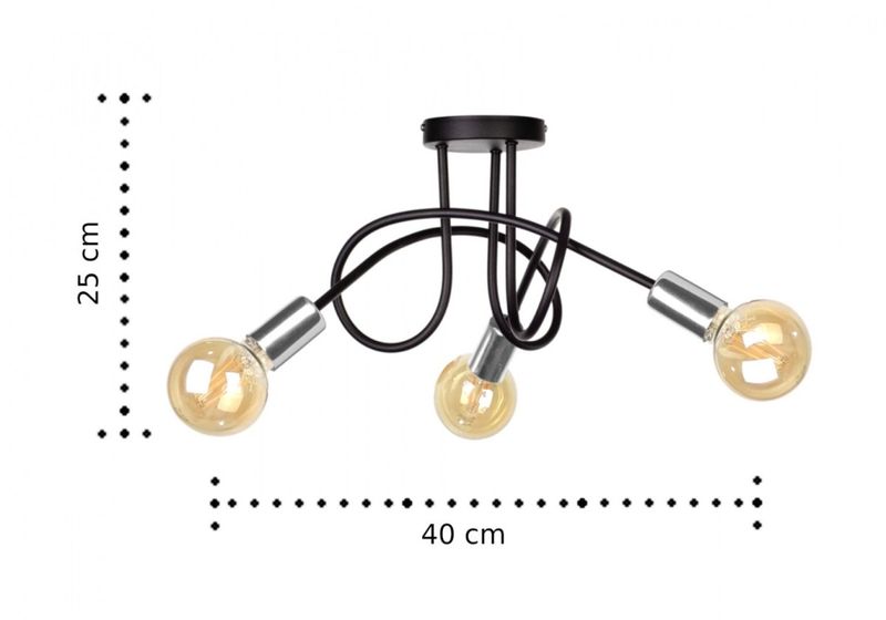Lampa sufitowa 3xE27 RUMBA BLACK/SILVER zdjęcie 3