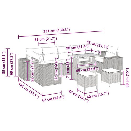 Zestaw Sof na Ogród 10 pcs Czarny polirattan na Arena.pl