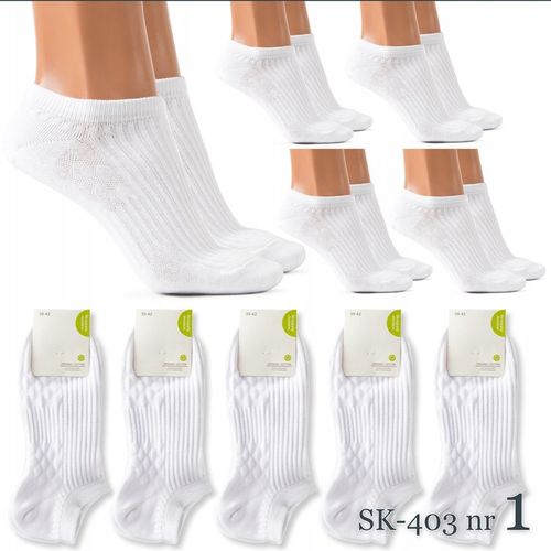 BAWEŁNIANE STOPKI damskie SKARPETKI BIAŁE JAKOŚĆ na Arena.pl