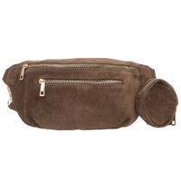 VERA PELLE nerka zamszowa saszetka biodrówka z portfelikiem V716 taupe