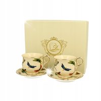 2x elegancka filiżanka ze spodkami Ważki 150ml Ceramiczna Owady Na Urodziny