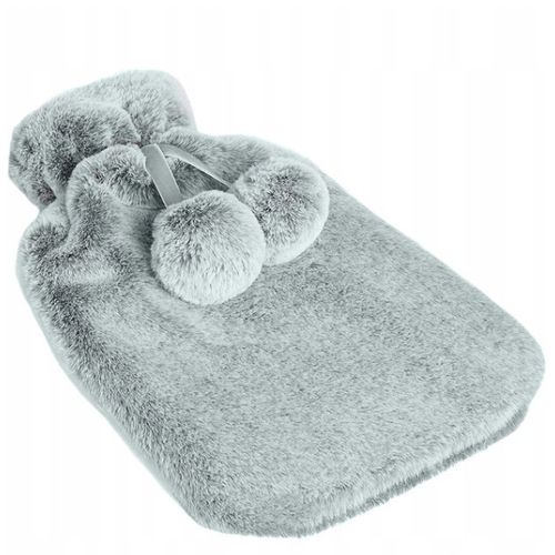 TERMOFOR NA WODĘ 2L W POKROWCU PLUSZOWY OGRZEWACZ GUMOWY W SWETERKU SZARY na Arena.pl