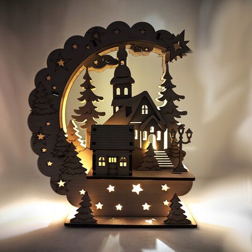 Drewna świąteczna Dekoracje świąteczne Domek Drewniany Ozdoba 3D LED na Arena.pl