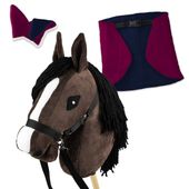 Zestaw Skippi - Hobby Horse Gniady - Derka i nauszniki - fuksja i granat