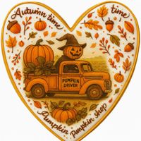 CIASTKO LUKROWANE PAMPKIN DRIVER NO.1 ROZ.M SERCE JESIEŃ RĘCZNIE ROBIONE