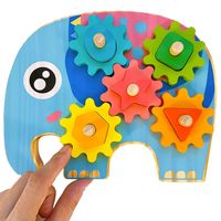 klocki drewniane sorter edukacyjny montessori  słoń zębatki