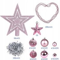 BOMBKI OZDOBY CHOINKOWE 66szt GWIAZDKI ROZOWE