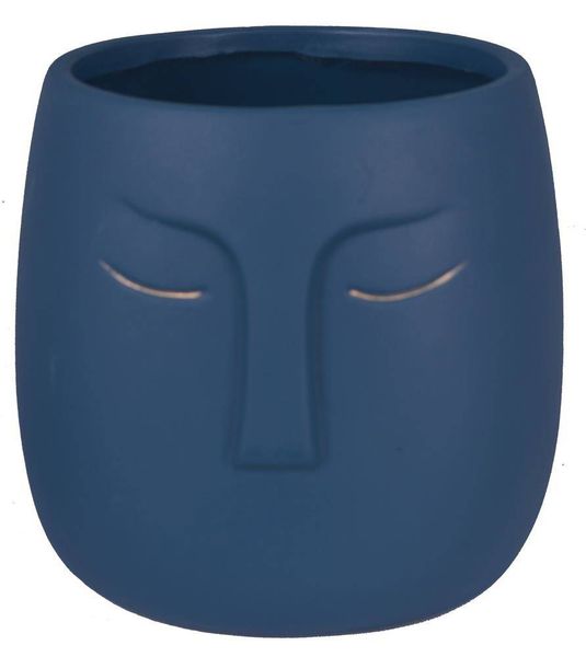 Doniczka ceramiczna twarz granatowa zdjęcie 1