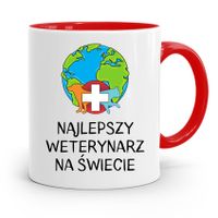 Kubek Czerwony Weterynarza Najlepszy Weterynarz Z Nadrukiem Ze Zdjęciem