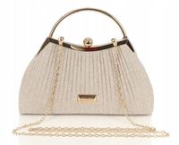 MONNARI Zjawiskowa beżowa kopertówka z rączką i łańcuszkiem