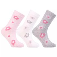 Skarpetki Wysokie Gładkie KWIATKI Dziecięce Bawełniane MORAJ 3-PARY 35-38
