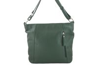 Pojemny skórzany worek na ramię - Zielony ciemny