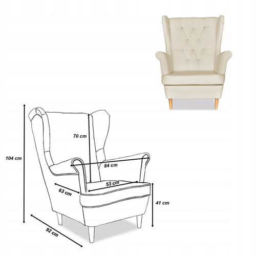 Zestaw uszak Gaja ekoskóra skaj sofa fotele beżowy na Arena.pl