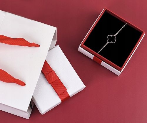 SREBRNY Naszyjnik Damski Łańcuszek SREBRO pr. 925 Koniczynka ONYKS + GRATIS na Arena.pl