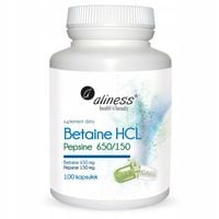 Aliness BETAINE HCL Pepsyna 100 kaps TRAWIENIE Metabolizm Zmęczenie Enzymy