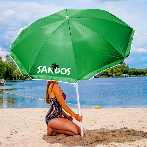 Parasol plażowy ogrodowy z powłoką zielony + kotwa na Arena.pl