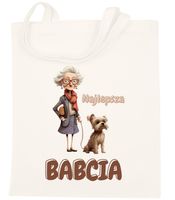 TORBA BAWEŁNIANA PREMIUM NA ZAKUPY Z NADRUKIEM PREZENT DZIEŃ BABCI