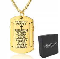 Złota Zawieszka Nieśmiertelnik z Modlitwą o Spokój, SERENITY PRAYER