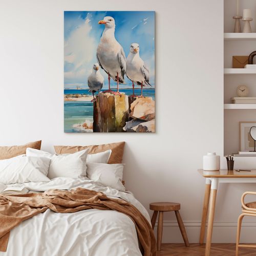 Obraz Na Płótnie Abstrakcyjne Mewy Na Tle Morza 40cm x 60cm na Arena.pl