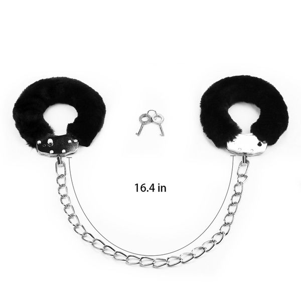 Fetish Pleasure Fluffy Leg Cuffs Black zdjęcie 7