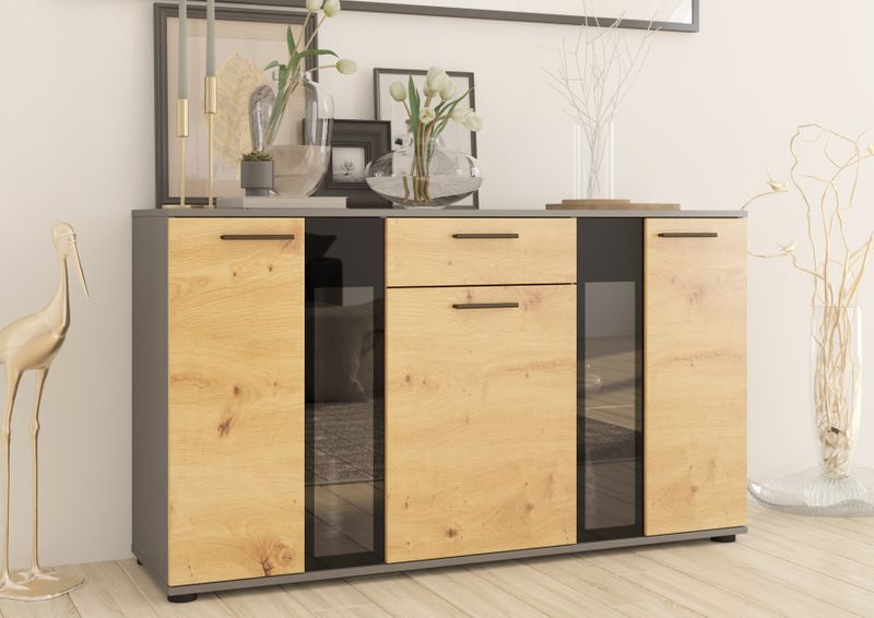 Komoda SALSO 140 cm biała oświetlenie led szafka regał meble do salonu zdjęcie 5