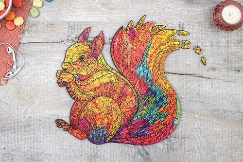 Puzzle Drewniane Premium 3D Układanka dla dorosłych Wiewiórka XL Zwierzęta na Arena.pl